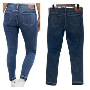 Levi’s 711 Skinny Ankle Raw Hem Denim Jeans Blue